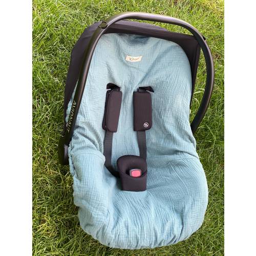 100% organic muslin cotton Baby 0-12 infant car seat cover, Oeko-tex standard muslin , GOTS standard, Baby shower gift / 5 point harness