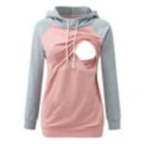 Breastfeeding Shirts For Women Hooded Sweatshirt Clearance Sales Maternity Crew Neck Splicing Long Sleeve Breast-Feeding Pregnant Woman Nursing Hooded Blouse Tops