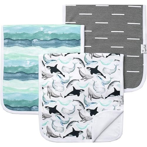 Copper Pearl Premium Baby Burp Cloths - 3-Pack Large Cotton Burp Cloths, Extra Soft Spit Up Rags with 3 Absorbent Layers, Perfect for Baby Boy Gifts (21" x 10" Size, Kai Set)