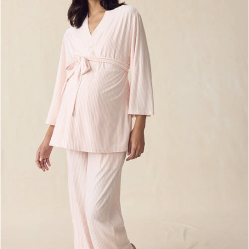 LAKE | Women | DreamModal™ Pajamas | English Rose Pencil Stripe Maternity Kimono Bundle