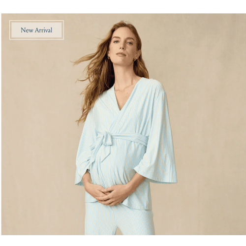 LAKE | Women | DreamModal® Pajamas | Salt Spray Pencil Stripe Maternity Kimono Bundle