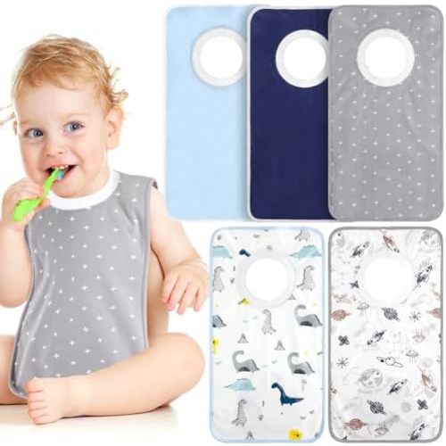 Newwiee 5 Pcs Large Towel Bib Toddler for Baby Toddler Cloth Bib Soft Pullover Baby Absorbent Full Coverage Drooling Feeding