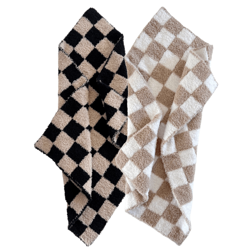 2-Pack Phufy® Bliss Mini Blanket, Cocoa/Cocoa Black Checkerboard