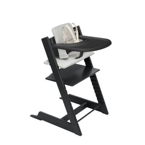 Stokke Tripp Trapp High Chair 2 With Cushion And Tray - Black With Nordic Gray