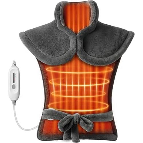 Comfier Large Heating Pad for Back, FSA Eligible HSA, Soft Flannel Fast Heating Pads for Neck and Shoulders, Electric Heated Wrap, 3 Heat Levels & 90-Mins Auto Shut Off, Gifts for Mom Dad Women Men