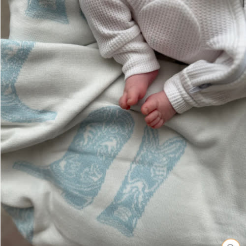 Knit Blanket | Sky Blue Cowboy Boots