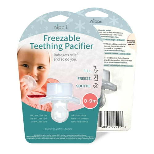 Nippii Freezable Orthodontic Pacifier, Cold Teething Relief, Cooling Silicone Pacifier Teether Toy Baby 0-9mo 1pc