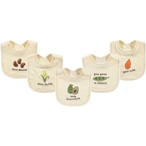 Touched by Nature Unisex Baby Organic Cotton Bibs, Guacamole, One Size