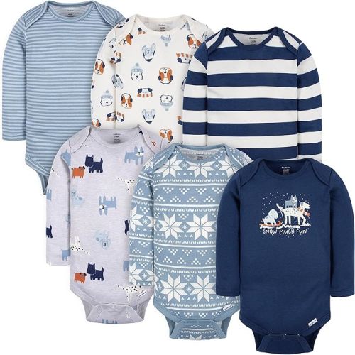 Gerber Baby-Boys 6-Pack Long-Sleeve Onesies Bodysuit - 3-6 Months - Snow Much Fun