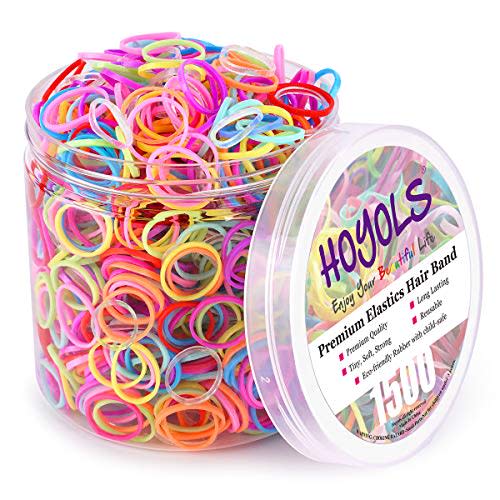 HOYOLS Small Toddler Elastics Mini Hair Ties Rubber Bands for Hair Ponytail Holders for Baby Girl Infants (Multicolor) TPU 1500 Pcs