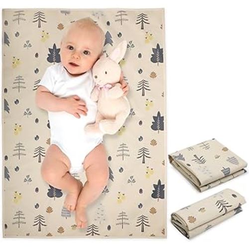 Vegan Leather Baby Changing Mat - Wipeable Portable Changing Pad, Foldable Travel Changing Mat for Baby, Newborns Toddlers Shower Gifts (Forest Tree,20"*28")