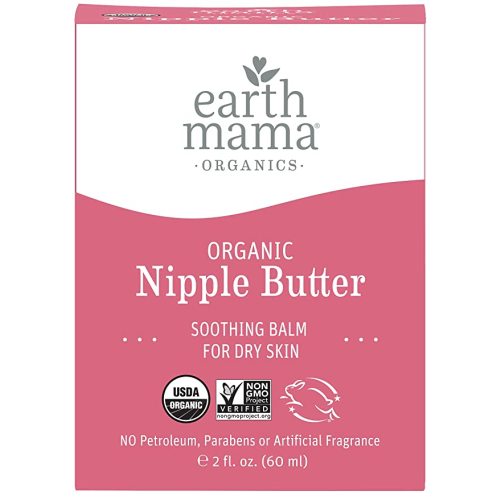Organic Nipple Butter Breastfeeding Cream by Earth Mama | Lanolin-free, Safe for Nursing & Dry Skin, Non-GMO Project Verified, 2-Fluid Ounce (Packaging May Vary)