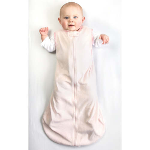 Baby Velvet Non-Weighted zzZipMe Sack - Pastel Trim, Pastel Pink – SwaddleDesigns