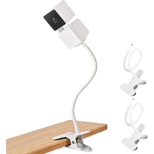 2Pack Flexible Clamp Mount for Wyze Cam Pan V3 Indoor/Outdoor Camera, Wyze Cam Pan V2, Wyze Cam V4/V3/V2, Wyze Cam Outdoor, Gooseneck Monitor Mounting Bracket for Baby, No Tools or Wall Damage
