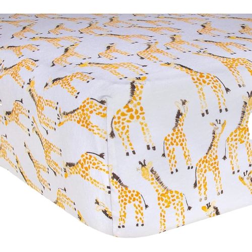 Burt's Bees Baby Print Fitted Crib Sheet Organic Cotton BEESNUG - Giraffe Animal Prints, Fits Unisex Standard Bed and Toddler Mattress, Infant Essentials, 52 x 28 Inch 1-Pack