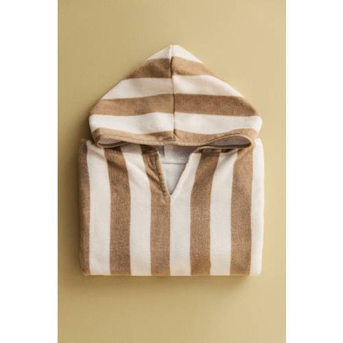 STRIPED COTTON HOODED TOWEL WRAP