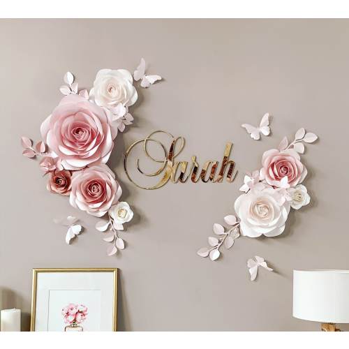 Nursery Paper Flowers - Blush Pink Nursery Decor - Paper Flowers Wall Decor - Paper Flowers Decor