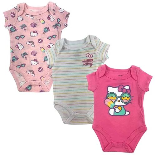 Hello Kitty Baby Girls’ 3-Pack Bodysuit – Infant Cotton Onesies Clothing Set