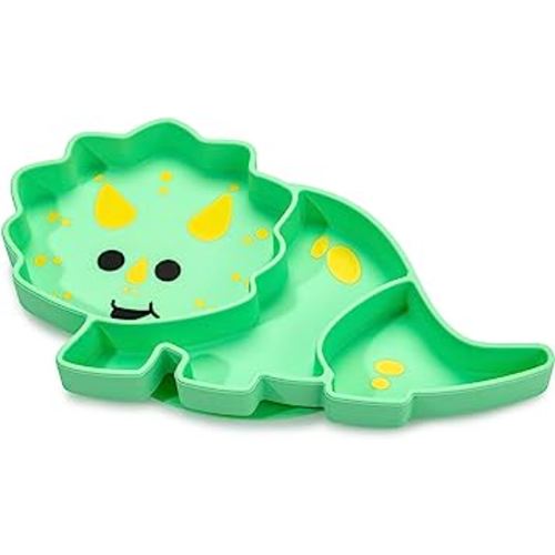 melii Divided Silicone Suction Plate - 100% Silicone, for Baby + Toddlers – BPA Free, Dishwasher & Microwave Safe (Dinosaur)