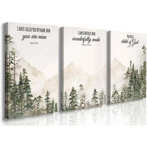 FTRUNCH Woodland Nursery Bible forest 12" x 16" Framed Art Print (Set of 3)