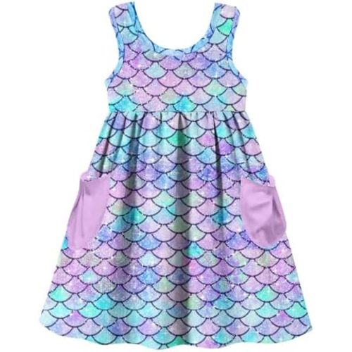 Vieille Little Girls Sleeveless Dress Cute Summer Sundress with Pocket 2-7 Years