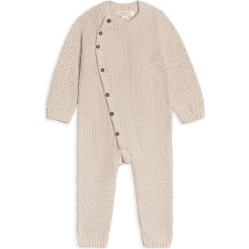 Casey Seed Stitch Sweater Knit Kimono Romper, Heather Oat - Colored Organics | Maisonette