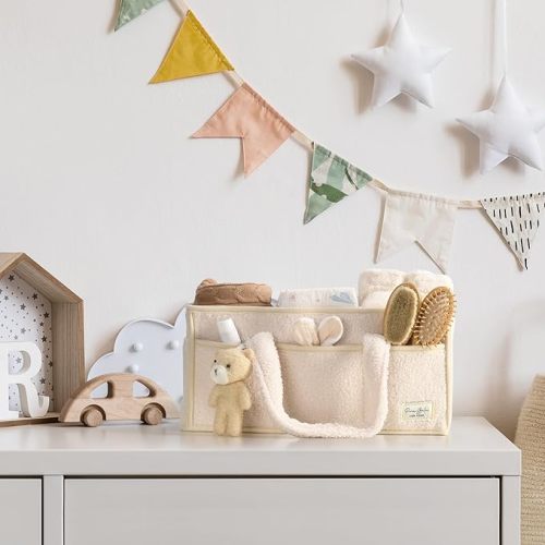 PeraBella Baby Diaper Caddy Organizer with Handle, Boy & Girl Shower Gift Basket, Portable Diaper Storage Basket Bin for Wipes, Newborn Baby Essentials Registry Search Must Haves, Car Caddy Organizer