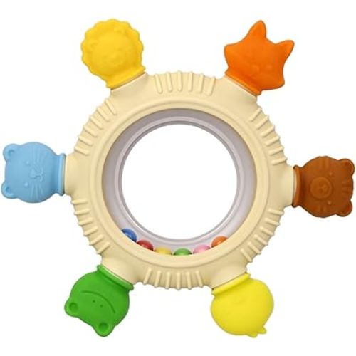 Baby Teething Toys Teething Rings Silicone Teethers for Babies 6-12 Months Baby Rattles & Plush Rings Sensory Toys for Soothing Sore Gums for Newborn Infant Essentials (Animals)