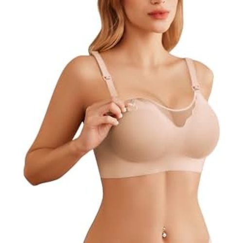 Ekouaer Women Mesh Support Nursing Bra Seamless Ultra Soft Maternity Bras Pregnancy Sleep Bralette with Extra Extenders