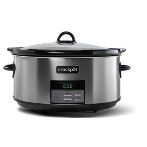 Crock-Pot 8qt Programmable Slow Cooker Black Stainless: Digital Timer, Keep Warm, Removable Stoneware, Dishwasher-Safe