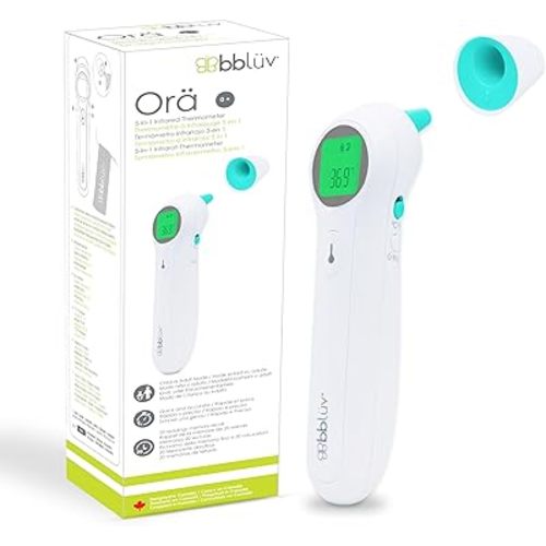 bblüv - Orä - Non-Contact Digital Infrared Thermometer - 5 in 1 in LED Display, Ear Thermometer for Babies, Children, and Adults Tracking Fever Indicator – Fast 1 Second Temperature