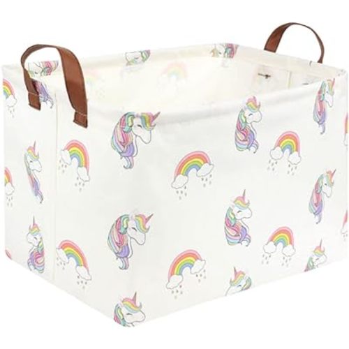 Rectangle Unicorn Laundry Basket,Baby hamper for Nursery,Toy Storage Organizer, Fabric Cartoon Storage Basket for Kids Boys and Girls,Gift Shelf Baskets,home decor(Unicorn Basket)