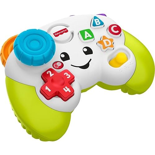 Jouet manette de jeu vidéo Fisher-Price Laugh & Learn pour bébés et tout-petits avec musique et lumières pour enfants de 6 mois et plus Version multilingue