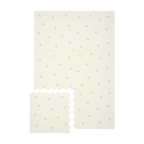 3 Sprouts Baby Play Mat - Kids Foam Puzzle Play Mat with Interlocking Foam Tiles for Baby Play Area, Kids Playroom - Safe, Non Toxic EVA Soft Floor Mats with Fun Puzzle Design - Blueberry Ivory