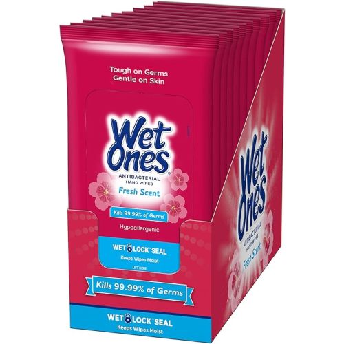 Wet Ones Antibacterial Hand Wipes Case, Fresh Scent | 20 ct. Travel Size (10 pack)