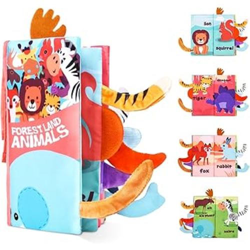 Vicloon Soft Cloth Books 0-6 Months, High Contrast Sensory Baby Toys - Tummy Time, Bath, Crinkle, Squeaky, Washable, Chewable, Non-Toxic, Early Educational