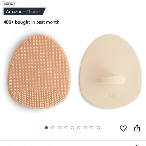 mushie Baby Bath Cradle Cap Brush | Soft Silicone Bristles for Dry Skin, Eczema, & Cradle Cap Treatment | 2-Pack (Blush/Shifting Sand)