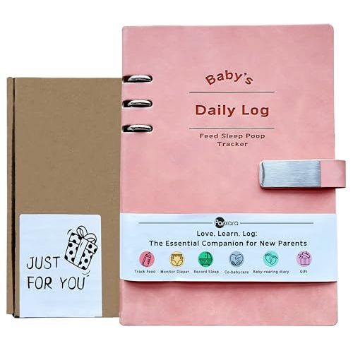 Baby Daily Log Book for New Parents - Newborn Baby Essentials 0-6 Months Track Feeding, Sleeping, Diaper Changes- Gift For New Parents Nanny - Baby Journal notebook for Baby Shower- A5 Pink