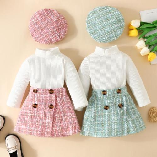 Toddler Girl Spring Fall 3Pcs Outfit Solid Color Ribbed Long - TikTok Shop