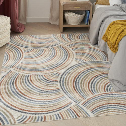 Wade Logan® Aramus Machine Washable Abstract Ivory/Multi Rug & Reviews | Wayfair