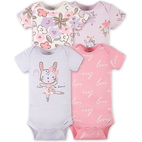 Gerber® Onesies® - 0-3 Months 4-Pack Bunny Bodysuits in PurpleGerber® Onesies®
