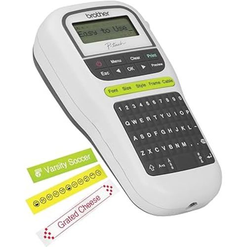 Brother P-Touch Label Maker, PTH110, Thermal Transfer Inkless Pocket Printer, Portable, Lightweight QWERTY Keyboard, One-Touch Keys & Multiple Templates for Home & Office Organization on The go