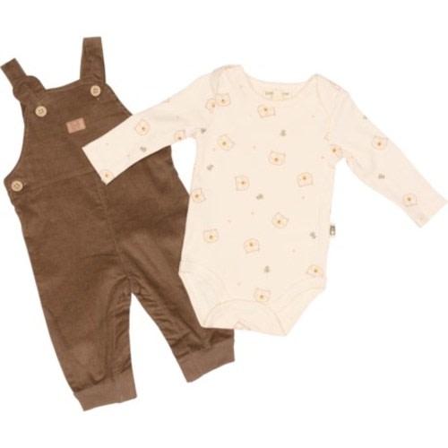 Rabbit + Bear Organic Newborn Boys Baby Bodysuit and Corduroy Overalls Set - 3-Piece, Long Sleeve - Save 58%