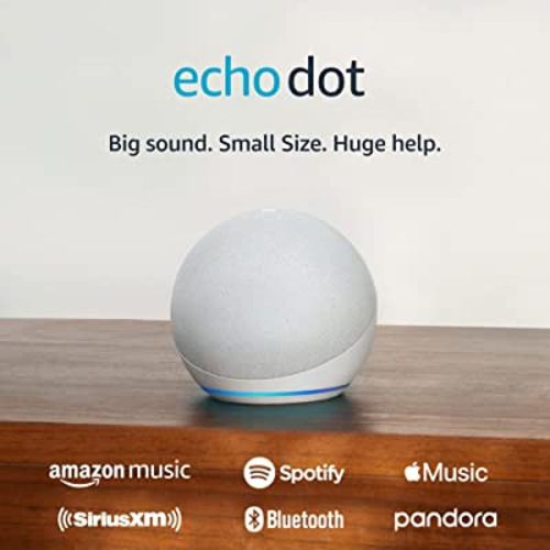 Amazon Echo Dot (newest model), Vibrant sounding Alexa speaker, Great for bedrooms, dining rooms and offices, Glacier White