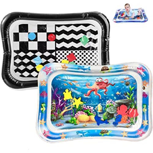 PandaEar 2 Pack Tummy Time Water Mats for Baby, Inflatable Water Play Mats Toys for Infants Newborn Toddlers 3-24 Months Girls and Boys