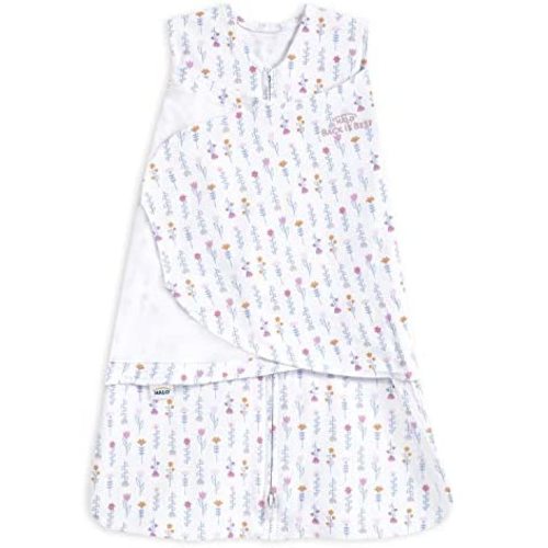 HALO 100% Cotton Sleepsack Swaddle, 3-Way Adjustable Wearable Blanket, TOG 1.5, Flower Garden, Newborn, 0-3 Months