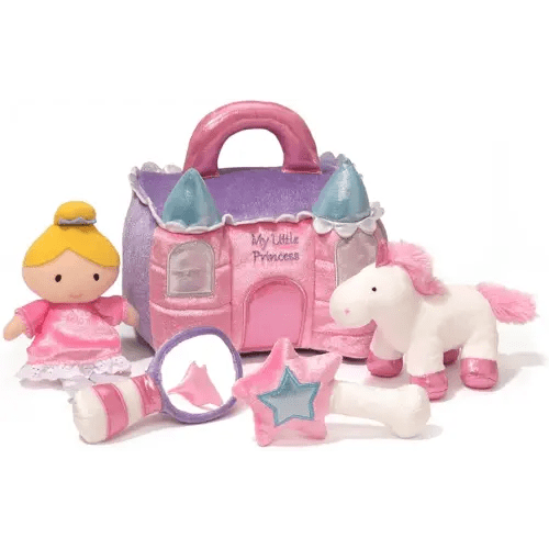 Baby GUND Play Soft Collection, Princess Castle 5-Piece Plush Playset with Rattle, Squeaker and Crinkle Plush Toys, Sensory Toy for Babies and Newborns, 7”