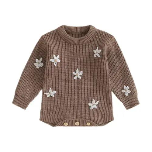 Knit Long Sleeve Floral Sweater - 6-12 months