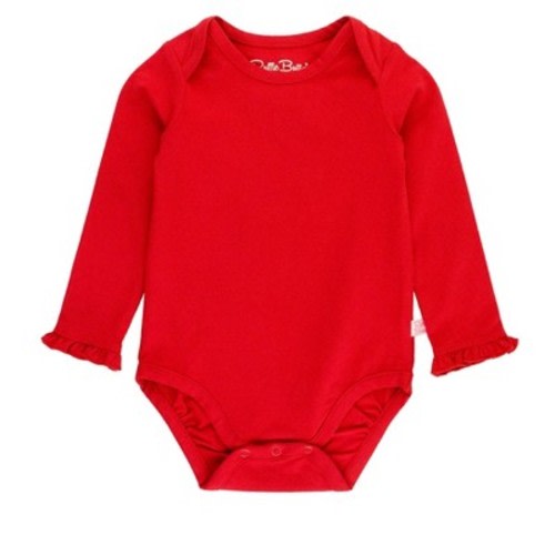 RuffleButts Baby Girls Knit Long Sleeve Ruffle Layering Bodysuit - Red, 3-6m