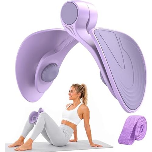 Pelvic Floor Exercise Device Available in 35 lb and 49 lb Resistance, Kegel and Inner Thigh Muscle Trainer, Home Workout Equipment for Postpartum Recovery, Women and Men, with Band